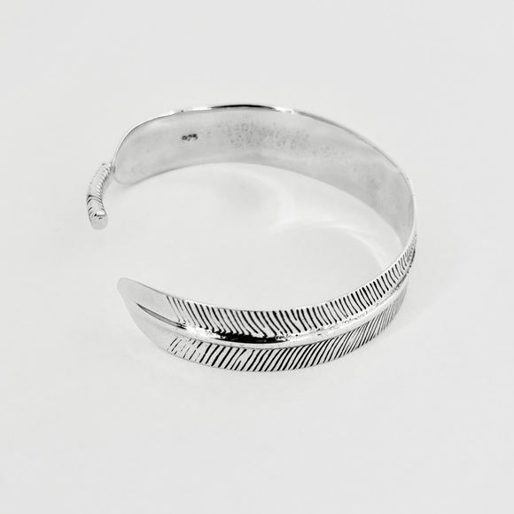 Sterling Silver Feather Bangle Bracelet, Silver Bracelets, Bangles, Angels Wing - Picture 12 of 14